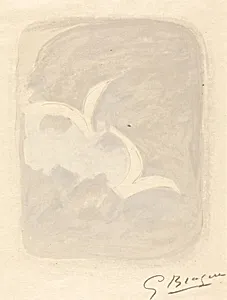 Two White Birds on a Gray Ground