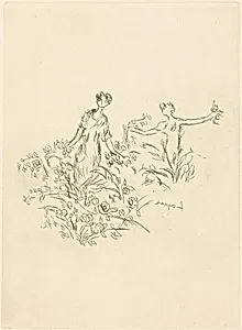 Two Women with Flowers in Their Hands
