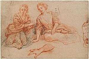 Two Young Women Seated on the Ground [recto]