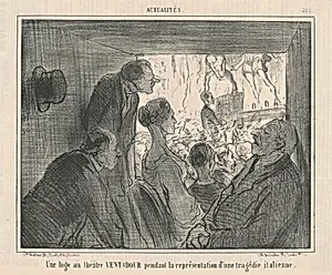 Un loge au théâtre VENTADOUR... by Honoré Daumier