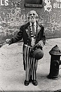 Uncle Sam with his hat off beside a hydrant, N.Y.C. 1961