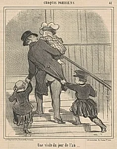 Une visite du jour de l'an by Honoré Daumier