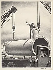 Untitled (Lowering Pipe Section onto a Truck)