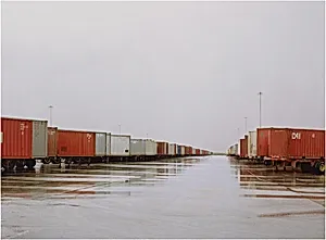 Untitled (Red Containers, Wet Ground, Fort Worth, Texas)