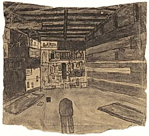 Untitled (Shed Interior with Pictures on Display) [recto]