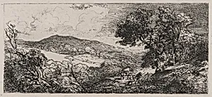 Valley View, Man with a Donkey and a Dog