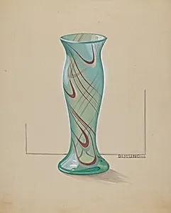Vase (Green with Red Swirl)