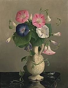 Vase of Morning Glories