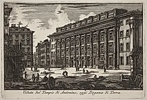 Veduta del Tempio di Antonino, oggi Dogana di Terra (View of the Temple of Antoninus, now the Land Customs Office)