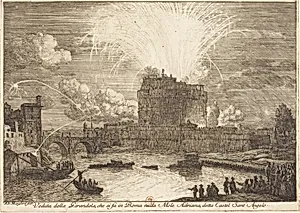Veduta della Girandola a Castel Sant'Angelo (Fireworks Display over the Castle Sant'Angelo)