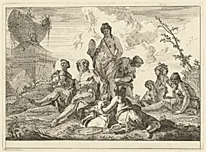 Venus and Vulcan with Three Nymphs and Three Cupids