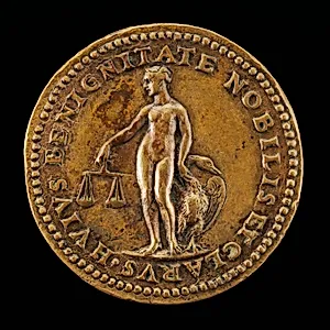 Venus Holding Scales, a Swan beside Her [reverse]