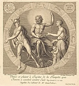 Venus se plaint a Jupiter de la tempete que Junon a excitee contre Enee