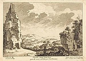 Veue des ruines d'une Tour qu'on dit avoir ete batie par les Romains