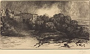 View of a Farm Seen in a Storm (La ferme de Brieux (Effet d'orage)) by Alphonse Legros