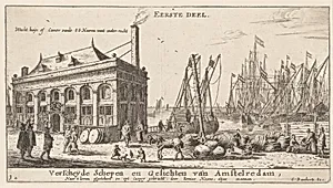 View of the Port of Amsterdam with the Office of the Water Authority (Title Page) by Reinier Nooms, called Zeeman