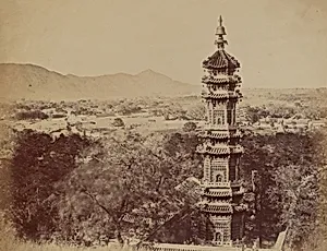 View of the Summer Palace Yuen Min Yuen, Pekin, Showing the Pagoda Before the Burning, October 1860 by Felice Beato