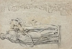 View of the Tiber; Copy of a Roman Sculpture of a Bacchante [verso]