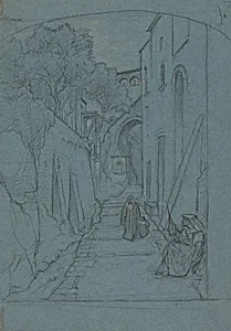 View up a Street in Sorrento [verso]