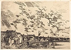 Village sur le bord d'une Riviere