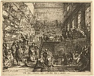Vue du Salon du Louvre en l'année 1753 (View of the Salon in the Year 1753) by Gabriel Jacques de Saint-Aubin