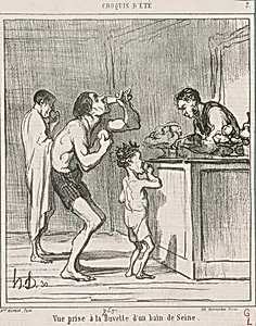 Vue prise a la buvette d'un bain by Honoré Daumier