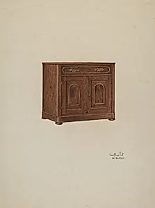 Wash Cabinet, with Marble Top and Semi-back by Geoffrey Holt and William Kieckhofel
