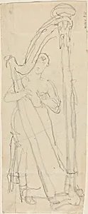 Woman Playing a Harp (Lavinia Banks?) by John Flaxman