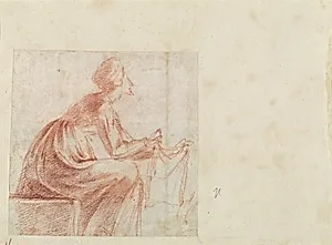Woman Seated with a Piece of Cloth [verso] by Polidoro da Caravaggio