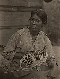 Woman Weaving a Basket