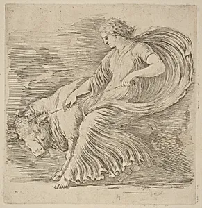 Woman with a Young Bull by Stefano Della Bella