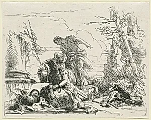 Women and Men Regarding a Burning Pyre of Bones by Giovanni Battista Tiepolo
