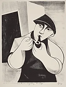 Workman Lighting His Pipe