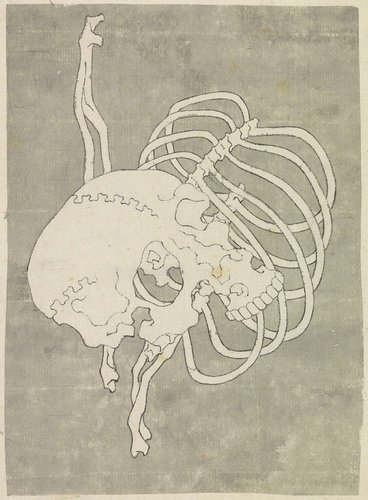 Schedel en een ribbenkast by Katsushika Hokusai