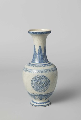 Ovoid vase with three medallions of stylised waves by anonymous