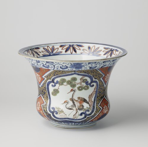 Flowerpot with cranes by anonymous