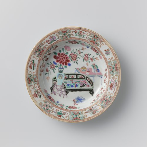 Soupplate with precious objects and flower sprays by anonymous