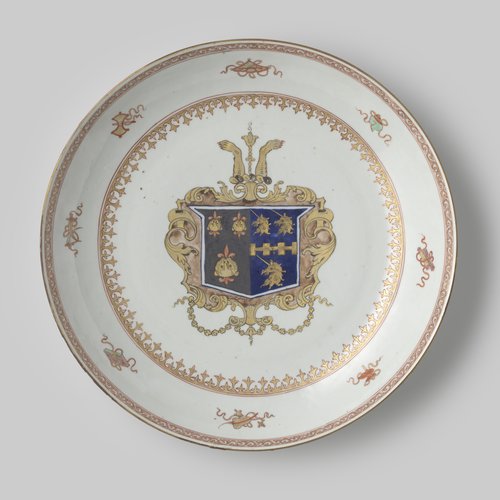 Dish with the arms of the Woodford and Lear families by anonymous