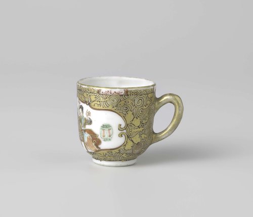 Cup with handle with three women in a panel on a ground of scrolls by anonymous