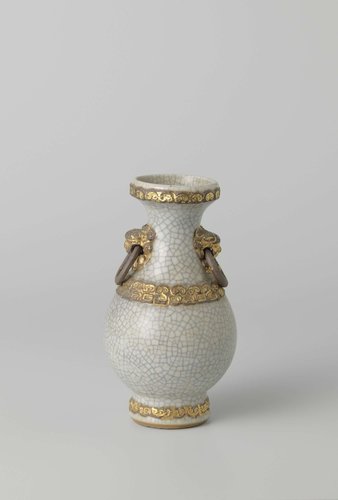 Pear-shaped vase with monster heads and gilded bands with ruyi motif by anonymous