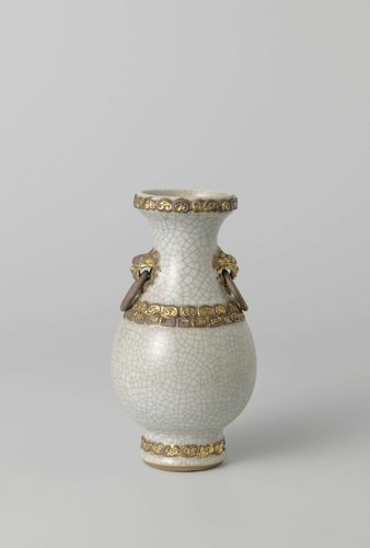 Pear-shaped vase with monster heads and gilded bands with ruyi motif by anonymous