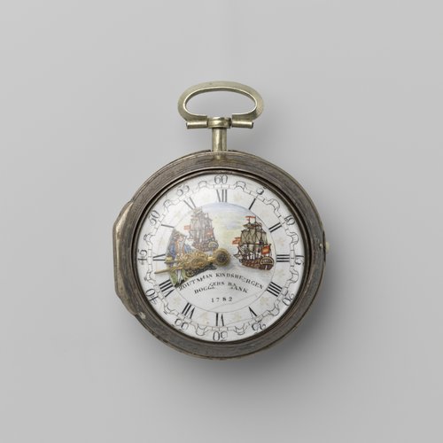 Herenhorloge van zilver met dubbele onversierde kast