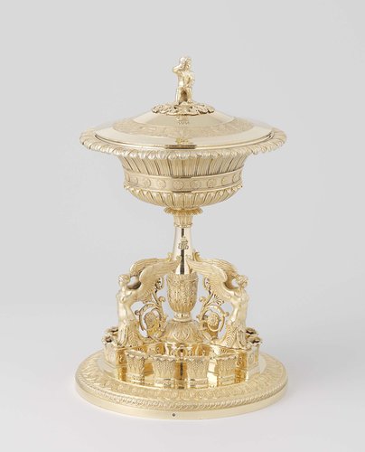 Tea tray, cake stands, jam dish, sugar bowls, coffee pot and milk jug