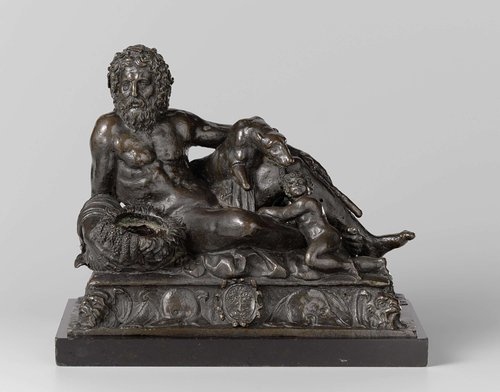 Inktpot met de Tiber, Romulus en Remus met de Wolvin, en het Della Rovere-wapen