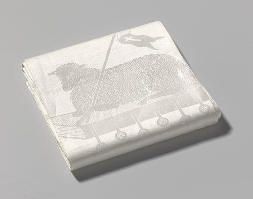 Linnen damasten altaardwaal met Laatste Avondmaal by E.J.F. van Dissel & Zonen