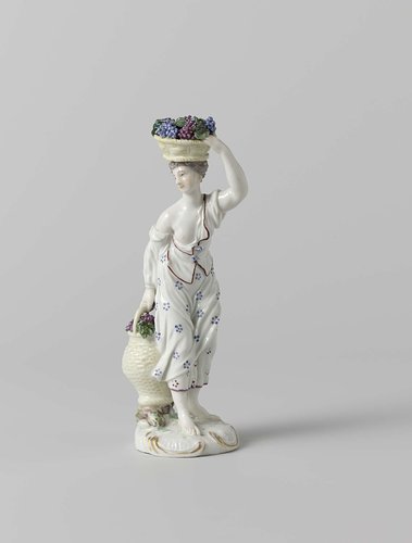 Figure of a woman with baskets filled with grapes