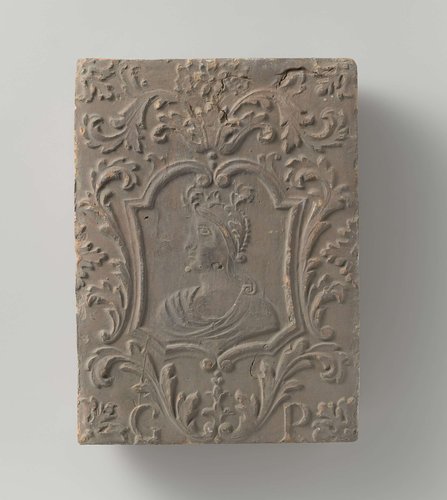 Tegel met voorstelling van een Romeinse buste by anonymous