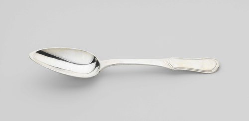 Lepel met geboorte-inscriptie: Pieter de Clercq, Geboren 21 Jany, 1849