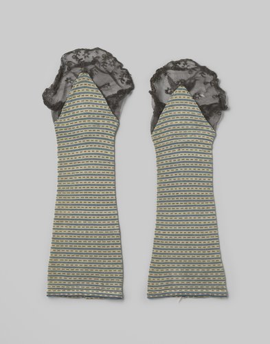 Mitaine van bauw wit gestreepte zijde by anonymous