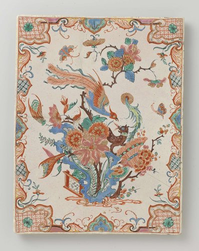 Veelkleurig beschilderde plaque van faïence by anonymous